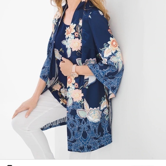 Floral kimono cardigan, Chico’s size 2 - Picture 4 of 10